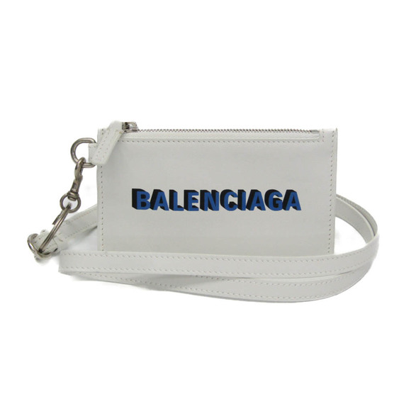 Balenciaga Coin Card Holder 594548 MenWomen Leather Coin Purse/coin Case White